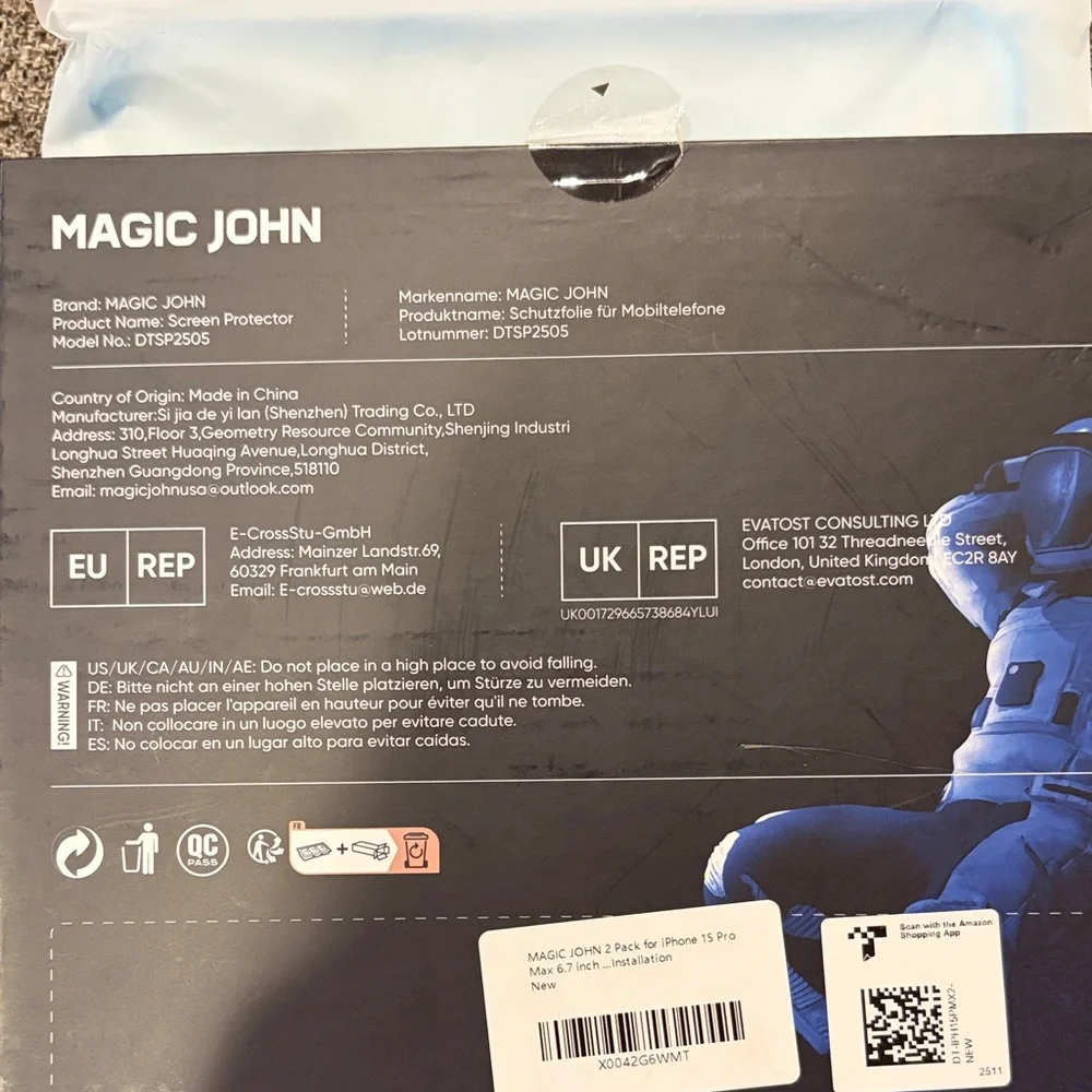 MAGIC JOHN Phone Screen Protector Installation Kit Blue iPhone 15 Pro Max 6.7in